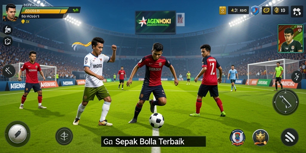 Tampilan gameplay AGENHOKI yang seru dan penuh aksi sepak bola.