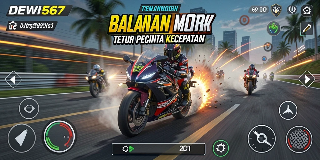 Gameplay balapan motor yang seru dan mendebarkan.