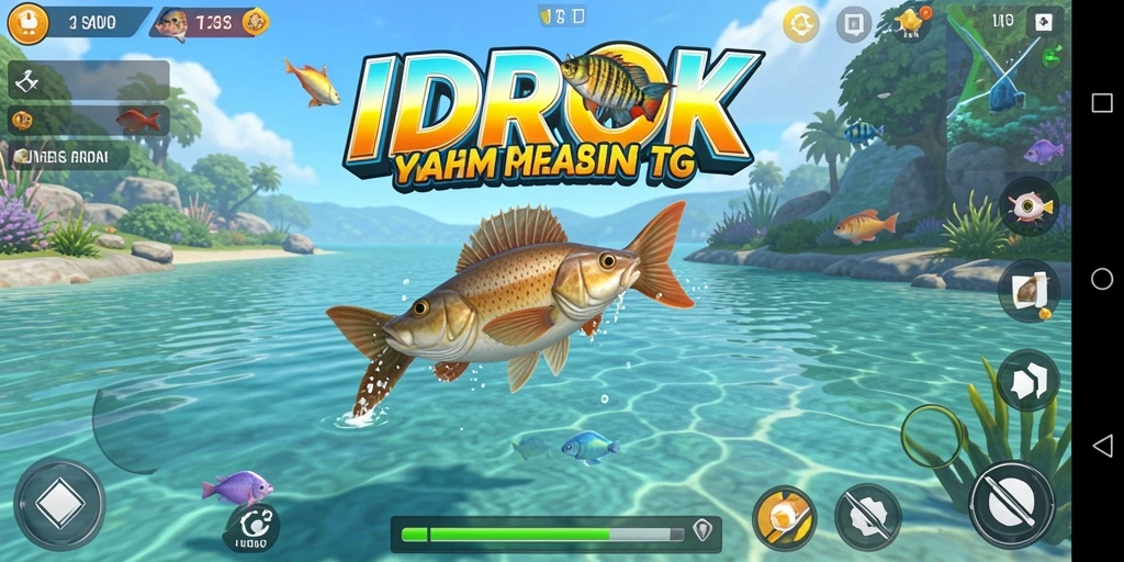 Tampilan gameplay <strong>IDROK</strong> yang menampilkan aktivitas memancing seru.
