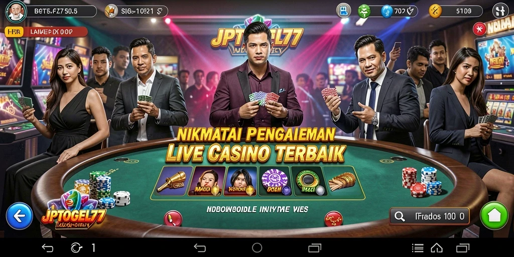 Screenshot gameplay JPTOGEL77 menampilkan suasana kasino langsung yang penuh aksi.