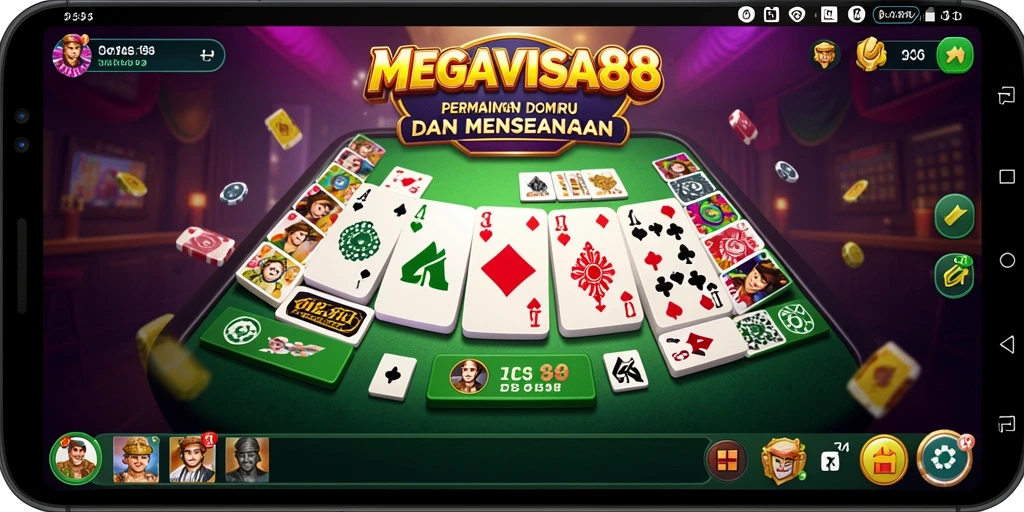 Tampilan gameplay seru dari MEGAVISA88 dengan suasana bermain Domino.