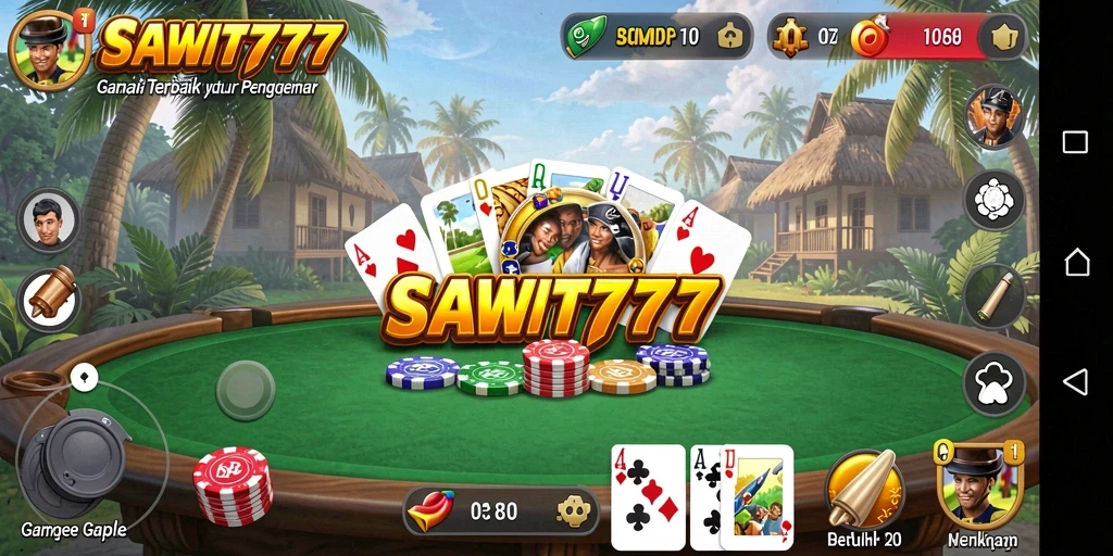 Screenshot utama SAWIT777 menampilkan keseruan gameplay Gaple.