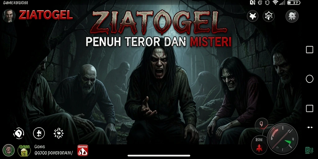 Tampilan gameplay ZIATOGEL yang penuh ketegangan dan kengerian.